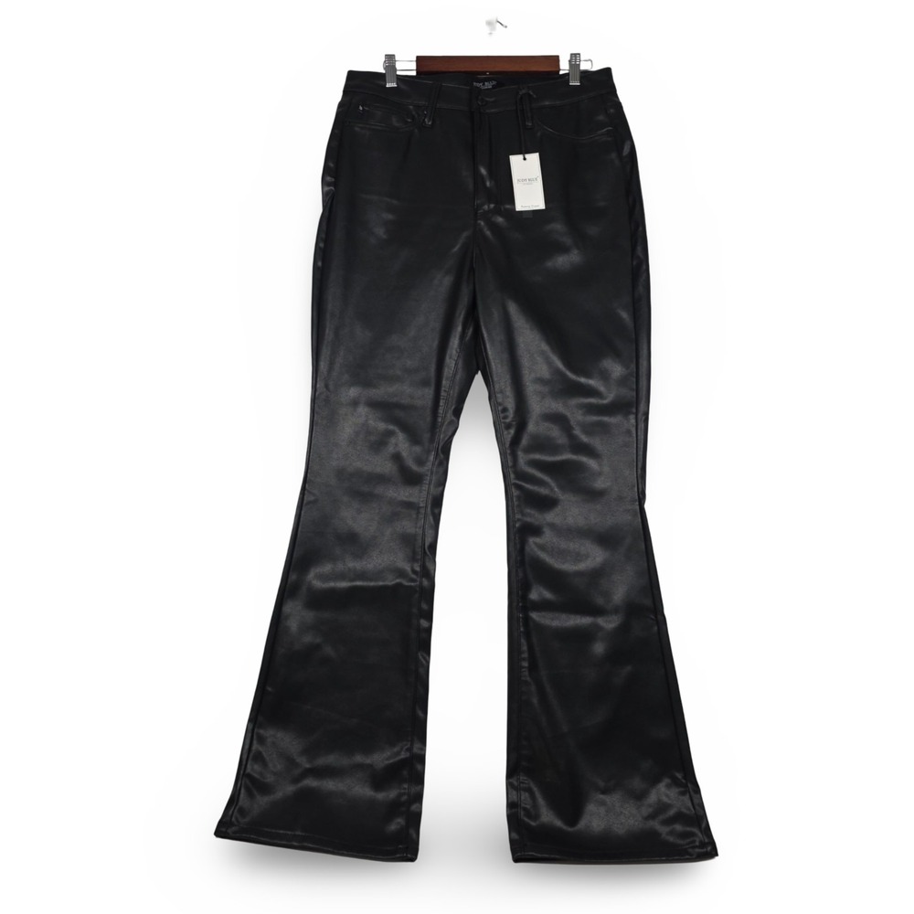 Judy Blue Black Faux‎ Leather Pants Sz 13/31 Tummy Control Bootcut High Rise NWT